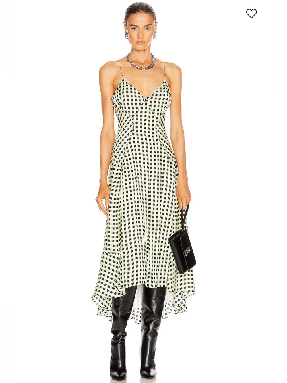 Proenza Schouler White Label Georgette Sleeveless High-Low Slip Dress- Optic W&B